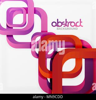 Square vector background. Square vector background, 3d style overlapping geometric shapes with shadows on light backdrop Stock Vector