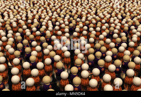 Crowd of small symbolic figures, Halloween theme, 3d illustration, horizontal Stock Photo