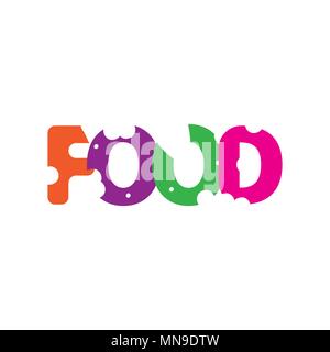 Bitten word food, colored letters. Vector stock illustration Stock Vector