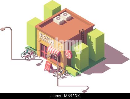 Vector isometric bicycle shop Stock Vector