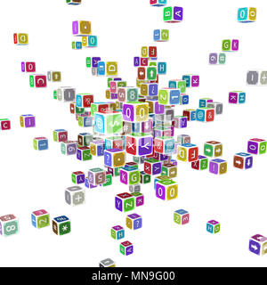 Toy cube blocks abstract, isolated, 3d illustration, square Stock Photo