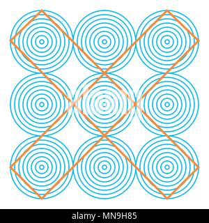 Optical illusion, colorful blocks, different shapes Stock Vector