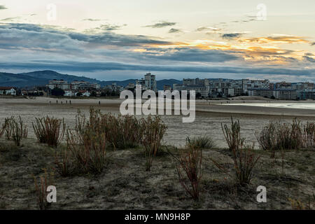 beach at sunset in laredo spain Stock Photo