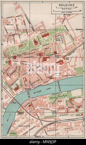 SOLEURE. Vintage town city map plan. Switzerland 1930 old vintage chart Stock Photo