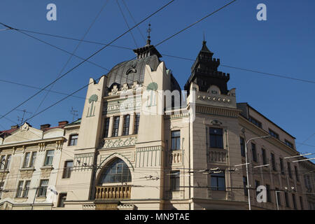 Former synagogue designed by architect Václav Weinzettl in Moorish style (1905) in Hradec Králové in Eastern Bohemia, Czech Republic. Stock Photo