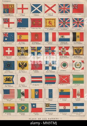 NATIONAL FLAGS. Ensigns, Royal & Imperial Standards.  JOHNSTON 1903 old print Stock Photo