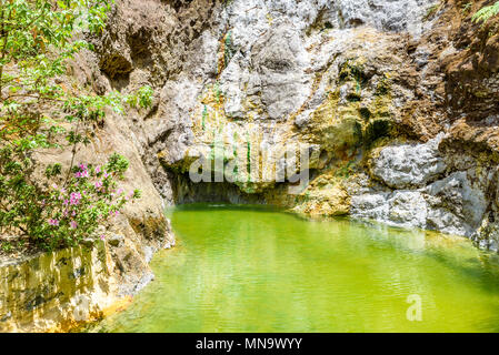 Natural pool of Fuentes Georginas - hot springs around Zunil and Quetzaltenango - Xela, Guatemala Stock Photo