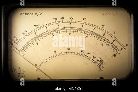 Macro-shot of a meter section from a vintage analog electric meter Stock Photo