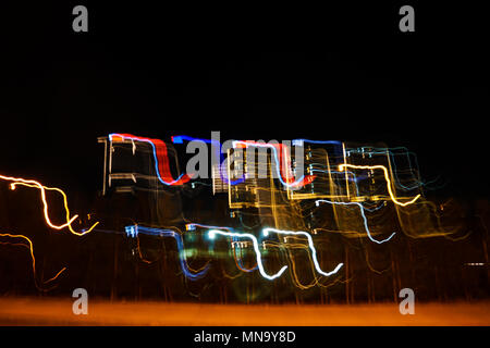 Multi colored abstract light painting at night tme as a background Stock Photo