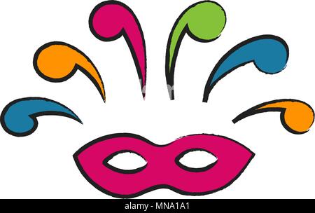 carnival mask with colored feathers. theater symbol Stock Vector