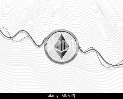Ethereum cripto currency chrystal icon. Ethereum in background drop-down graphics. Financial symbol. Electronic money Stock Vector