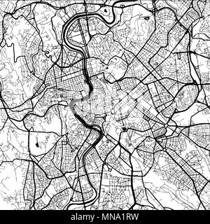 Rome, Italy, Monochrome Map Artprint, Vector Outline Version, ready for color change, Separated On White Stock Vector