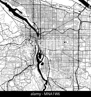 Vancouver Canada, Monochrome Map Artprint, Vector Outline Version, ready for color change, Separated On White Stock Vector