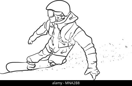 Snowboarding Freestyle Speed Line Drawing Sketch, Hand drawn Vector Outline  Artwork Stock Vector Image & Art - Alamy