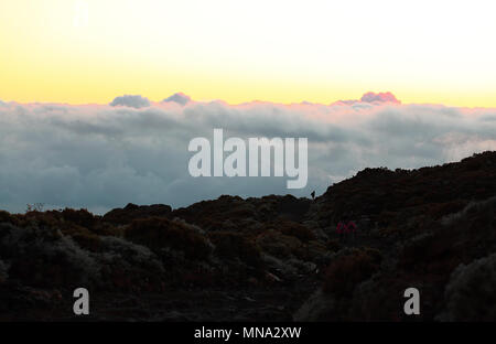 overlooking a sea of clouds, La Reunion Stock Photo