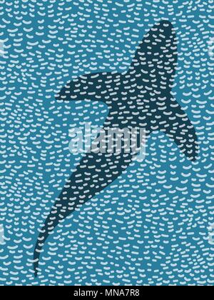 silhouette of predatory fish in ocean. background. poster Stock Vector