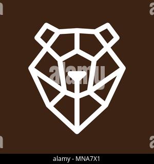 linear head of bear on brown background. lowpoly. Animal symbols. vector icon. Stock Vector