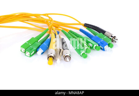 Fiber optic cables isolated on white background Stock Photo
