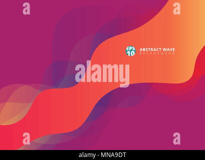 Abstract modern waves overlap on purple background. Vector illustration Stock Vector
