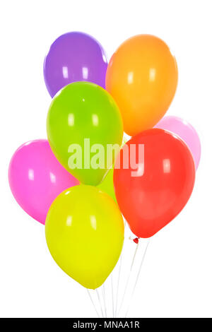 Party decoration concept - mix of colorful balloons isolated on a white background. Stock Photo
