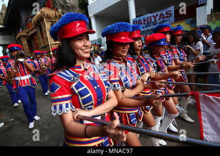 Lucban, Quezon, Philippines. 15th May 2018. Marching bands lead the way ...