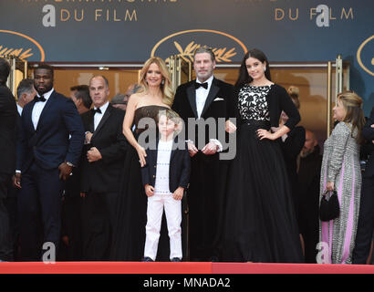 Cannes, France. May 15, 2018 - Cannes, France: John Travolta, Kelly Preston, Benjamin Travolta, Ella Travolta attend the 'Solo: a Star Wars Story' premiere during the 71st Cannes film festival. Credit: Idealink Photography/Alamy Live News Stock Photo