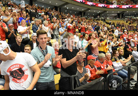 Fans after the match between Canada and Germany on 15.05.2018 in Herning, Denmark. (Photo by Marco Leipold/City-Press GbR) | usage worldwide Stock Photo