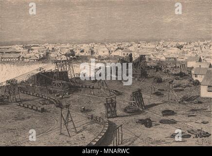 Kimberley and its Diamond Mine. South Africa. Cape Colony 1885 old print Stock Photo
