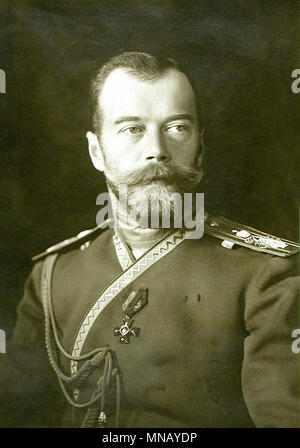 Nicholas II of Russia, Nicholas II or Nikolai II (1868 – 1918), Saint Nicholas II of Russia in the Russian Orthodox Church, was the last Emperor of Russia, ruling from 1 November 1894 until his forced abdication on 15 March 1917 Stock Photo