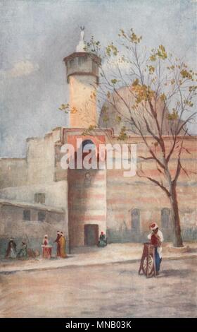 'Mosque of the Holy Flag, Damascus' by Margaret Thomas. Syria 1908 old print Stock Photo
