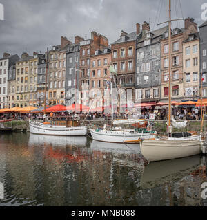 Old port in the famous village of Honfleur in Normandy, France. Stock Photo