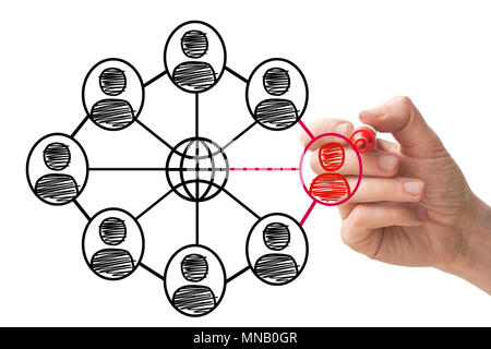 Social Network Concept on Whiteboard Stock Photo