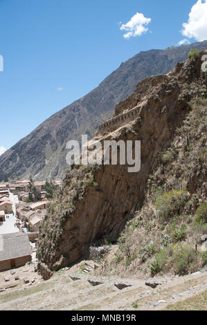 Ollantaytambo above the sacred valley in Peru Stock Photo