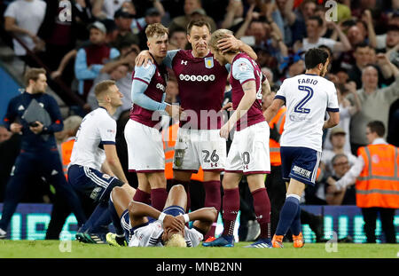 Aston Villa's John Terry (centre) reacts after the Sky Bet Championship Playoff match at Villa Park, Birmingham. Stock Photo