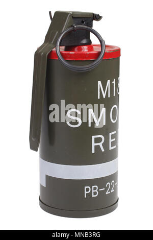 M18 Red Smoke Grenade Stock Photo