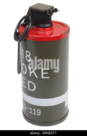 M18 Red Smoke Grenade Stock Photo