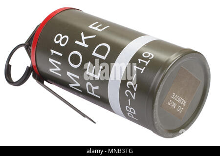 M18 Red Smoke Grenade Stock Photo