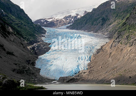 Salmon Glacier near Hyder, Alaska and Stewart, Canada, the glacier is located right on the canadian side of the booarder in British Columbia Stock Photo