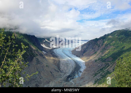 Salmon Glacier near Hyder, Alaska and Stewart, Canada, the glacier is located right on the canadian side of the booarder in British Columbia Stock Photo