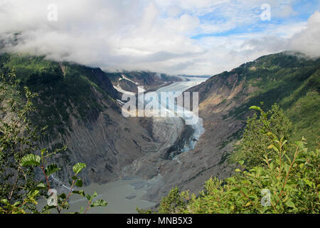 Salmon Glacier near Hyder, Alaska and Stewart, Canada, the glacier is located right on the canadian side of the booarder in British Columbia Stock Photo