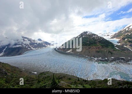 Salmon Glacier near Hyder, Alaska and Stewart, Canada, the glacier is located right on the canadian side of the booarder in British Columbia Stock Photo