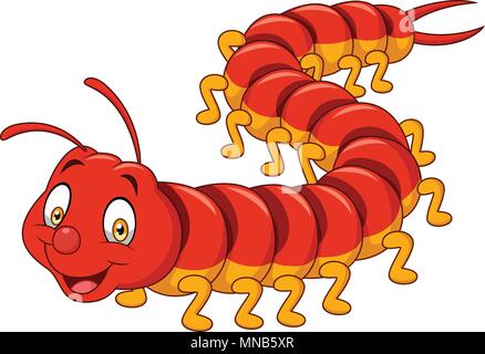 Cartoon centipede isolated on white background Stock Vector