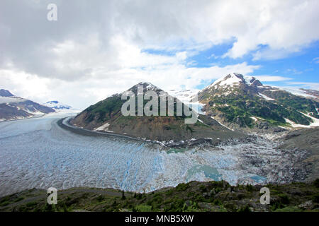 Salmon Glacier near Hyder, Alaska and Stewart, Canada, the glacier is located right on the canadian side of the booarder in British Columbia Stock Photo