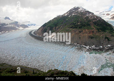 Salmon Glacier near Hyder, Alaska and Stewart, Canada, the glacier is located right on the canadian side of the booarder in British Columbia Stock Photo