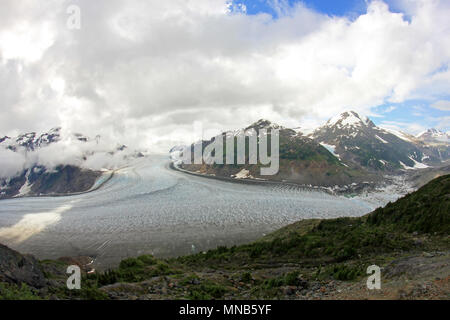 Salmon Glacier near Hyder, Alaska and Stewart, Canada, the glacier is located right on the canadian side of the booarder in British Columbia Stock Photo