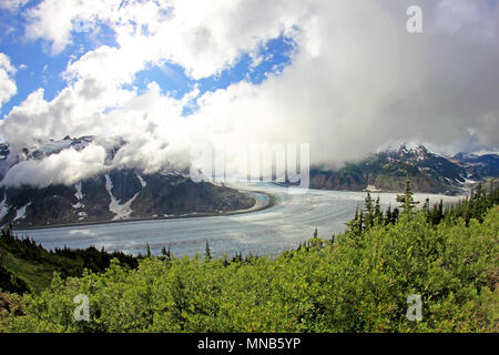 Salmon Glacier near Hyder, Alaska and Stewart, Canada, the glacier is located right on the canadian side of the booarder in British Columbia Stock Photo