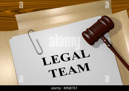 3D illustration of LEGAL TEAM title on legal document Stock Photo