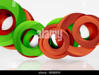 Modern 3d ring vector abstract background. Modern 3d ring composition in grey and white space, vector abstract background Stock Vector