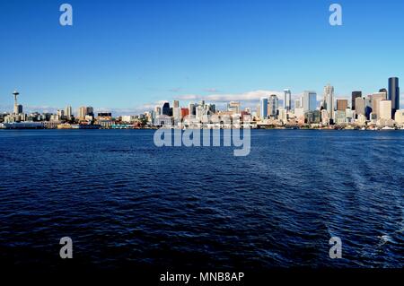 Night time Seattle city scape Stock Photo