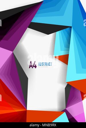 Vector low poly style 3d triangle line. Vector low poly style 3d triangle line, a4 business or technology abstract template Stock Vector